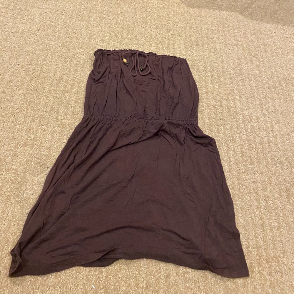 BROWN SWIM COVER UP ROMPER STRAPLESS